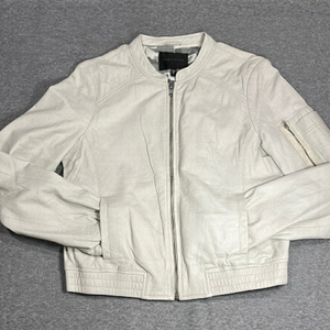 Sanctuary leather bomber style oyster white colored jacket.